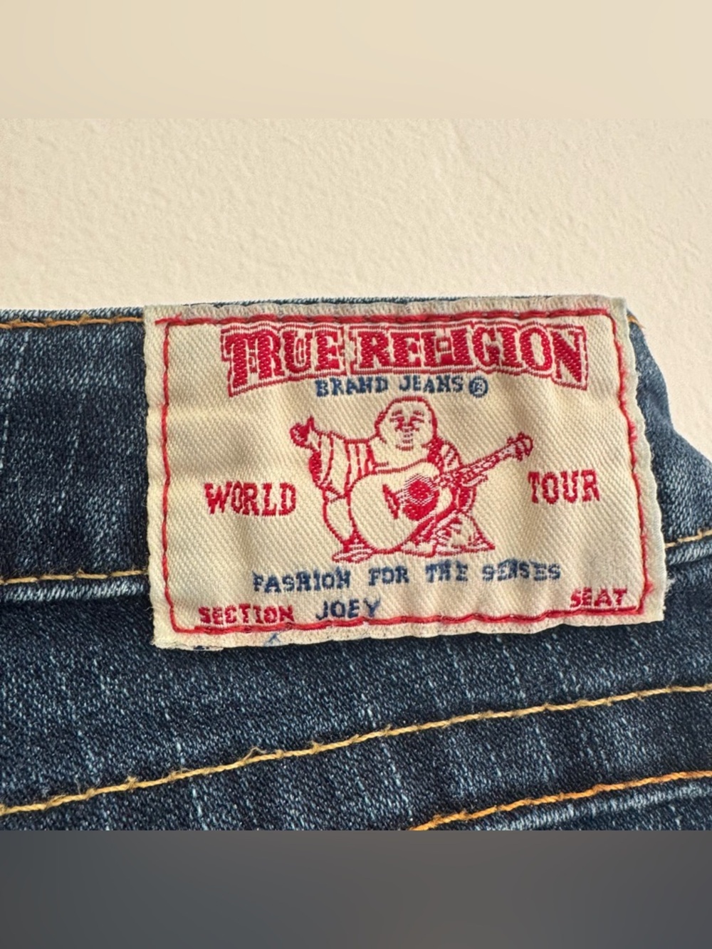 True Religion Joey Low Rise Flare Jeans Dark Blue Denim Distressed y2k 00s - Picture 10 of 14